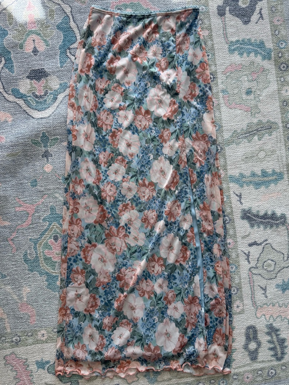 Originality Blue Floral Maxi Skirt
